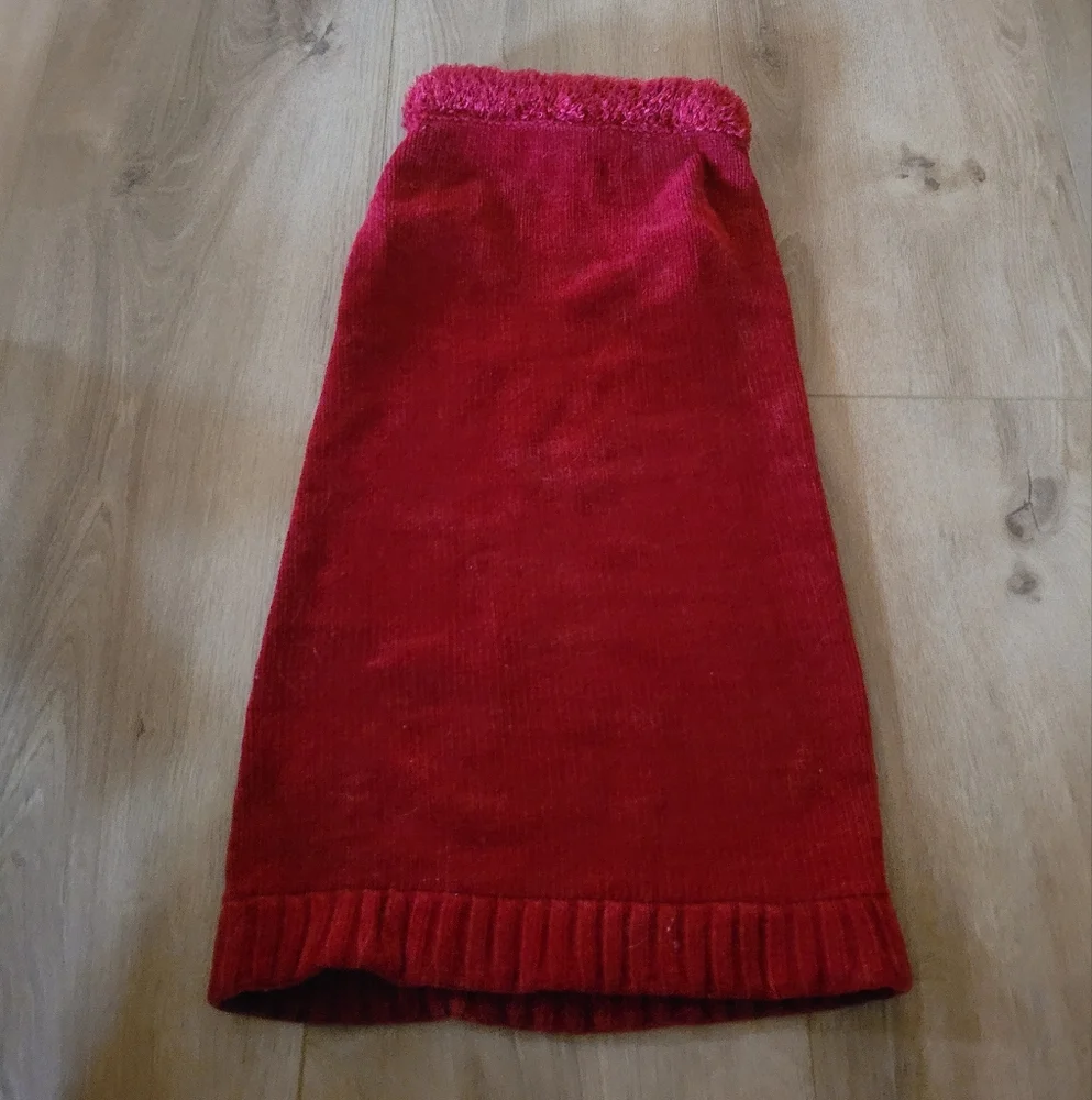 Red Velour and Faux Fur Dog Sweater‎
